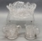 American Brilliant Cut Glass - Creamer, Sugar Bowl & Large Round Bowl, 9¼
