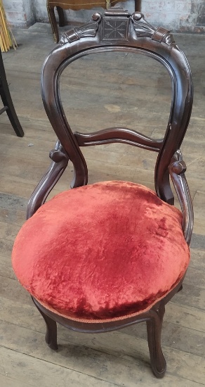 Victorian Walnut Balloon Back Chair - 36" - LOCAL PICKUP OR BUYER RESPONSIB