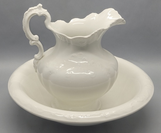 Old White Pitcher & Bowl