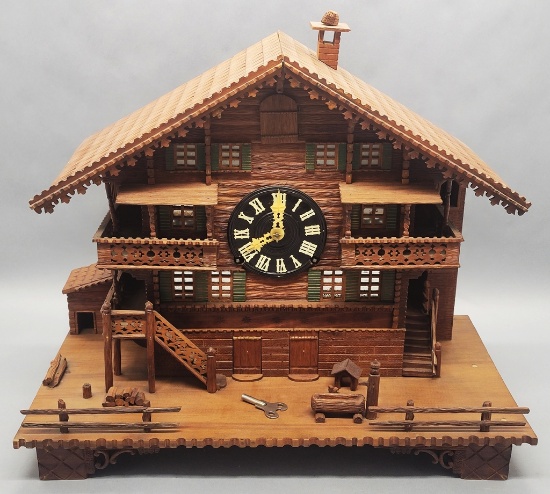 Old German " House " Clock - Black Forest, 20"x11"x16"