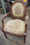 Vintage Tapestry Covered French Style Arm Chair - 36