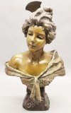 Antique Cast Bronze Carmela Bust - 16½