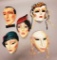 5 Vintage Ceramic Wall Masks