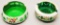 2 Vintage Bohemian Glass Ashtrays - Cased Cut To Green, 5