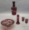 Vintage Bohemian Ruby Cut To Clear Glass 9