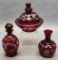 Vintage Bohemian Ruby Cut To Clear Glass 8½