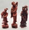 3 Nice Vintage Carved Wooden Figures - Tallest Is 11