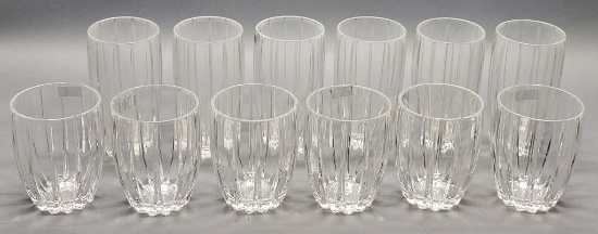 6 4½" Crystal Double Rocks Glasses - Marquis By Waterford;     6 6" Crystal