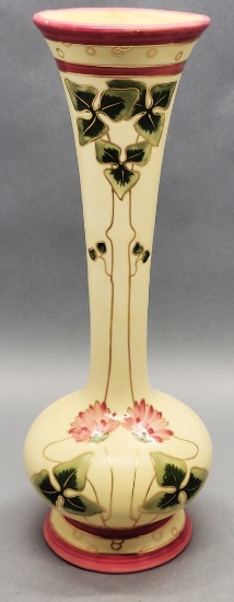 Hand Painted Vase From Art Nouveau Period - Royal Dux, 14"