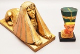 Vintage Chalk Sphinx;     Figure Of Nefertiti - 12½