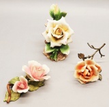 3 Capodimonte Roses - Largest Is 5½