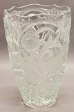 Lalique Style Crystal Intaglio Cut Vase - 7