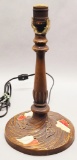 Vintage Bronze Arts & Crafts Style Lamp - W/ Shade, Signed, 19