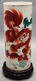 Antique Hand Painted Chinese Foo Dog Vase - Late 1800s To Early 1900s, Chin