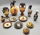 Estate Lot - Includes: 9 Pieces Greek Trade Pottery, Some Are Signed, Talle