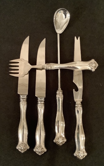 5 Pieces Vintage Sterling Handled Bar Utensils
