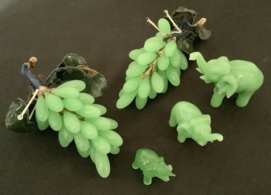2 Jadeite Grape Clusters;     3 Elephants