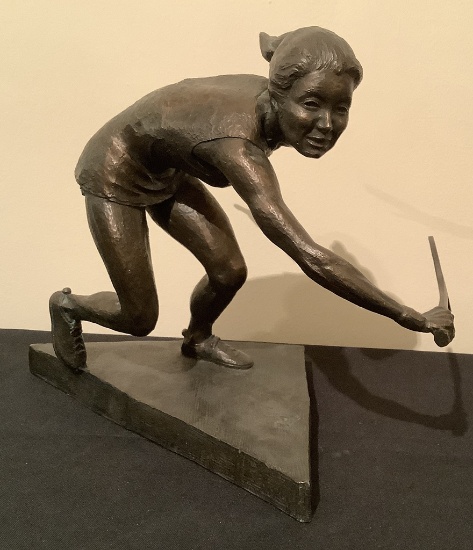 Large Woman Tennis Player Cold Cast Composite Sculpture - M. Young, 1974, 5