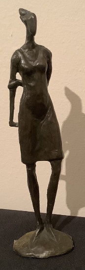 Tom Corbin Bronze Of "Girl Waiting", 7¾"x1½"x2"