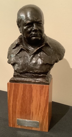 Oscar Nemon Bronze Of Churchill - Presented To Charles Kimball "A ReminderOf Churchilll - Presented