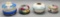 3 Hand Painted China Hair Receivers;     Powder Box W/ Lid