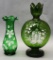 2 Hand Painted & Enameled Victorian Vases - Tallest Is 10½