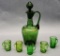 5 Small Hand Painted & Enameled Victorian Cups W/ Decanter