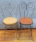 2 Iron & Wood Ice Cream Chairs - 1 Seat Needs To Be Reattached - LOCAL PICK