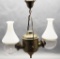 1880s Double Angle Lamp W/ Shades & Globes