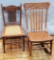 Old Wooden Spindle Chair W/ Applied Carving;     Old Wooden Pressed Back Se