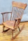 Early 1900s Pressed Back Rocker W/ Old Leather-Like Paper Embossed Seat - L