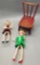 2 Big-Eyed 1960s Character Dolls;     Small Wooden Doll Chair - 10
