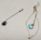 Lovely Turquoise & Sterling Necklace;     Sterling & Opal Stick Pin