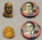 2 Harry Truman Pinbacks;     2 Harry Truman Pins