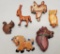 6 Vintage Wooden Pins - 1940s