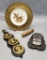 Estate Lot - Misc. Items Includes: Wood Whistle, 3 Horse Brasses On Leather