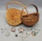 2 Baskets;     9 Vintage Christmas Ornaments