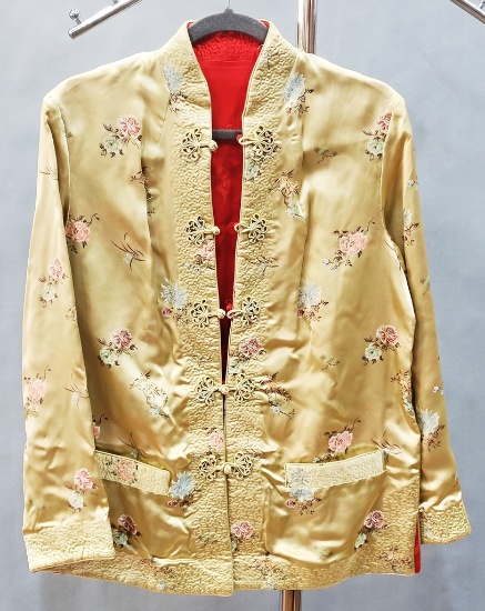Vintage Embroidered Reversable Silk Jacket - Size Large
