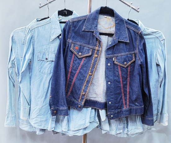 3 Vintage 1960s-70s Ladies' Levi's Shirts & Levi's Large Jacket - Needs A G