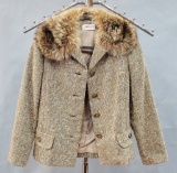 Vintage Woven Jacket W/ Fur Trim - Einbender's St. Joseph Mo.