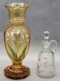 Vintage Hand Painted & Enameled Cruet;     Large 12