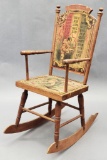 1890s Doll Spelling Rocker - Wood W/ Paper Lithograph Application, Great Co