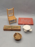 Vintage Pencil Box;     Wooden Pencil Box;     Doll/Miniature Chair;     Do