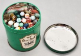 Old Tin Full Of Vintage Marbles