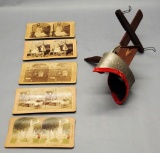 Late 1800s Stereoscope Viewer W/ 5 Cards