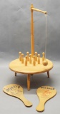 Vintage Bowling Game - Missing 1 Pin;     2 Paddle Games - Missing Ball & E