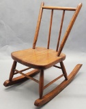 Old Refinished Wooden Children's Rocker - 9