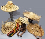 Vintage 1950s - Includes: Hawaiian Coconut Rope Doll, 5 Straw Hats, Vintage