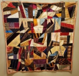 Very Old Crazy Quilt Top In Fragile Condition - Some Loss, 52