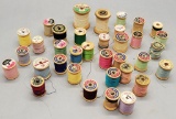 Estate Lot - Wooden Spools Of Thread